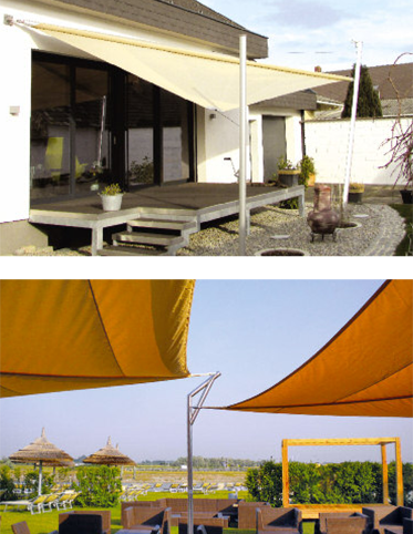 Sonderlösungen | Produkte | EM Sonnenschutz Bild - Wir finden immer innovative und funktionale Lösungen zur Befestigung eines Sonnensegels an der Hauswand, am Fundament oder am Dach.